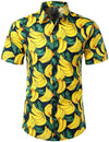 Men's Banana Print Cotton Hawaiian Shirt & Shorts Set