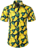 Men's Banana Print Cotton Hawaiian Shirt & Shorts Set