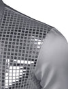 Mens Dress Shirt Silver Sequins Long Sleeve Button Down Disco Shirt Party Costume