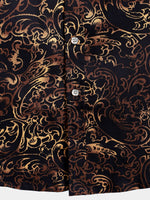Men's Black Retro Short Sleeve Cotton Shirt
