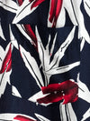 Men's Navy Blue Floral Holiday Short Sleeve Cotton Shirt