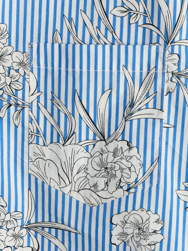 Men's Striped & Floral Print Short Sleeve Shirt