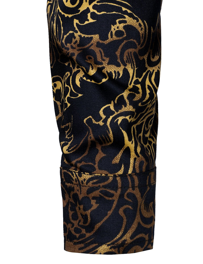 Men's Vintage Print Floral Casual Long Sleeve Shirt