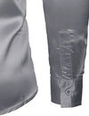 Mens Dress Shirt Silver Sequins Long Sleeve Button Down Disco Shirt Party Costume