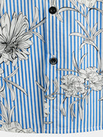 Men's Striped & Floral Print Short Sleeve Shirt