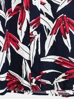 Men's Navy Blue Floral Holiday Short Sleeve Cotton Shirt