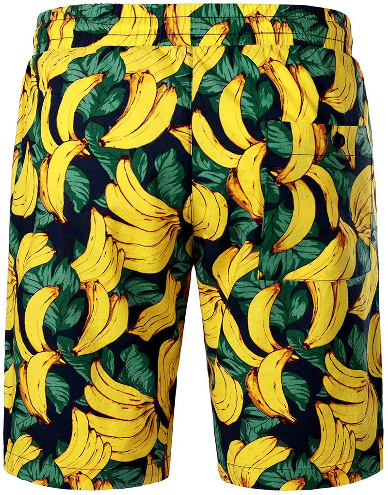 Men's Banana Print Cotton Hawaiian Shirt & Shorts Set