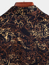 Men's Black Retro Short Sleeve Cotton Shirt