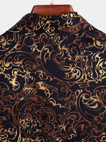 Men's Black Retro Short Sleeve Cotton Shirt