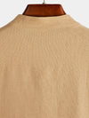 Men's Solid Color Stand Collar Half Button Pocket Front Shirt