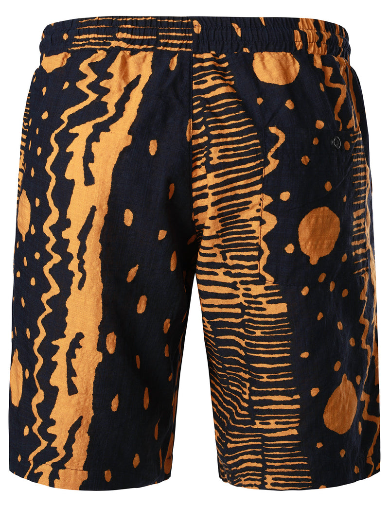 Men's Orange Casual Vintage Boho Breathable Cotton Shorts