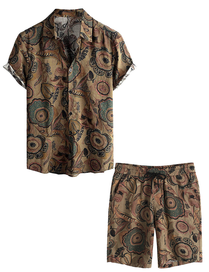 Men's Vintage Casual Shirt & Shorts Set