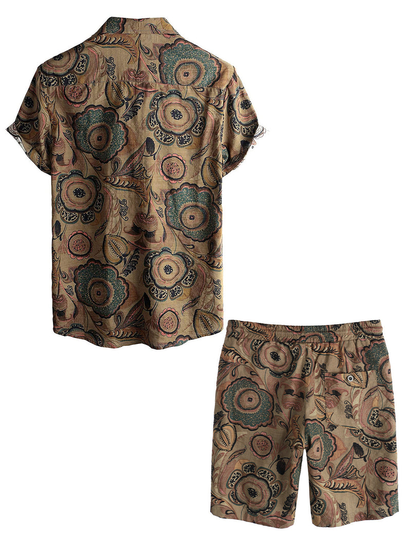 Men's Vintage Casual Shirt & Shorts Set