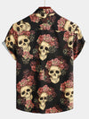 Men's Skull Print Short Sleeve Hawaiian Shirt