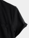 Men's Solid Color Stand Collar Half Button Pocket Front Shirt