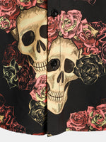 Men's Skull Print Short Sleeve Hawaiian Shirt