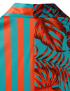 Men's Tropical Leaves And Striped Print Hawaiian Short Sleeve Aloha Shirt