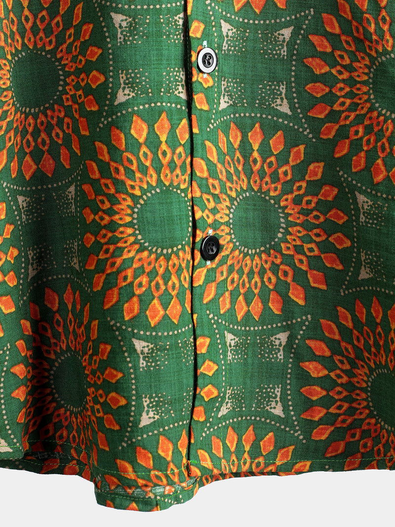 Men's Casual Retro Print Short Sleeve Shirt