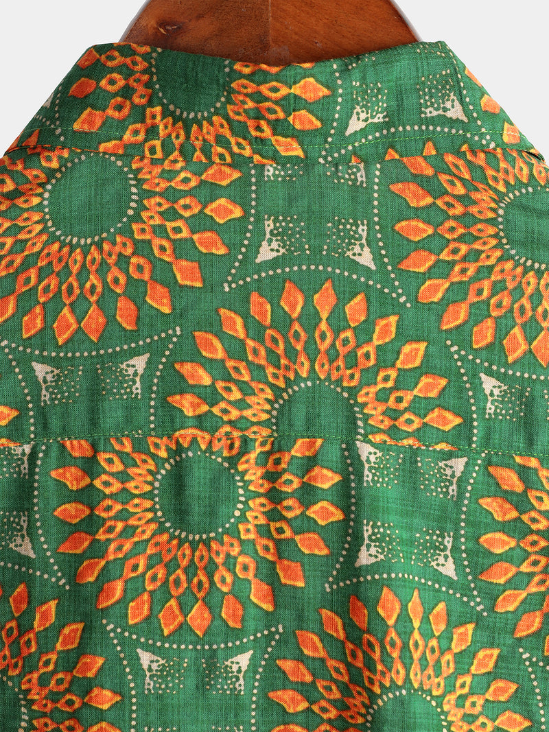 Men's Casual Retro Print Short Sleeve Shirt