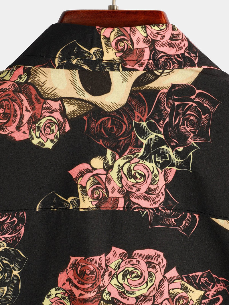Men's Skull Print Short Sleeve Hawaiian Shirt