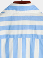 Men's Casual Pocket Vertical Striped Short Sleeve Shirt