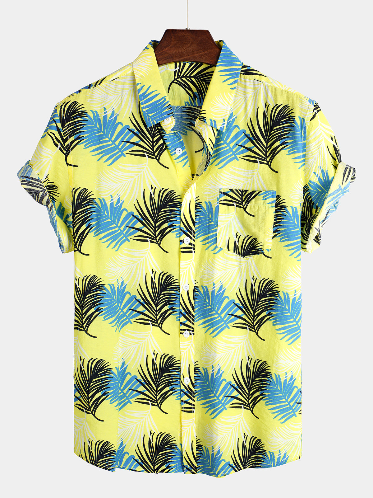 Men's Yellow Casual Holiday Pocket Cotton Shirt