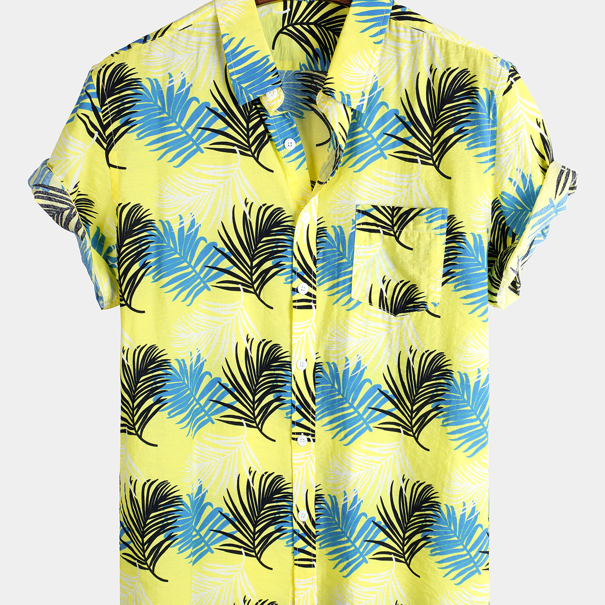 Men's Yellow Casual Holiday Pocket Cotton Shirt