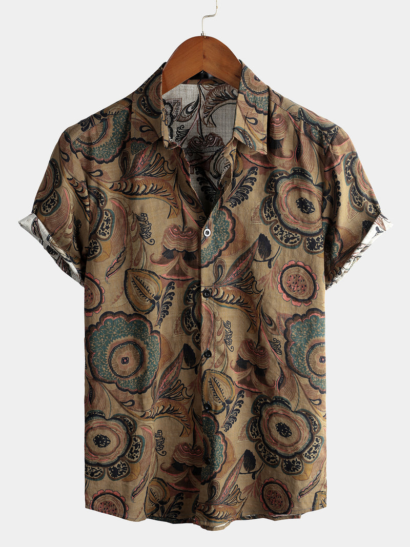 Men's Vintage Cotton Casual Short Sleeve Shirt