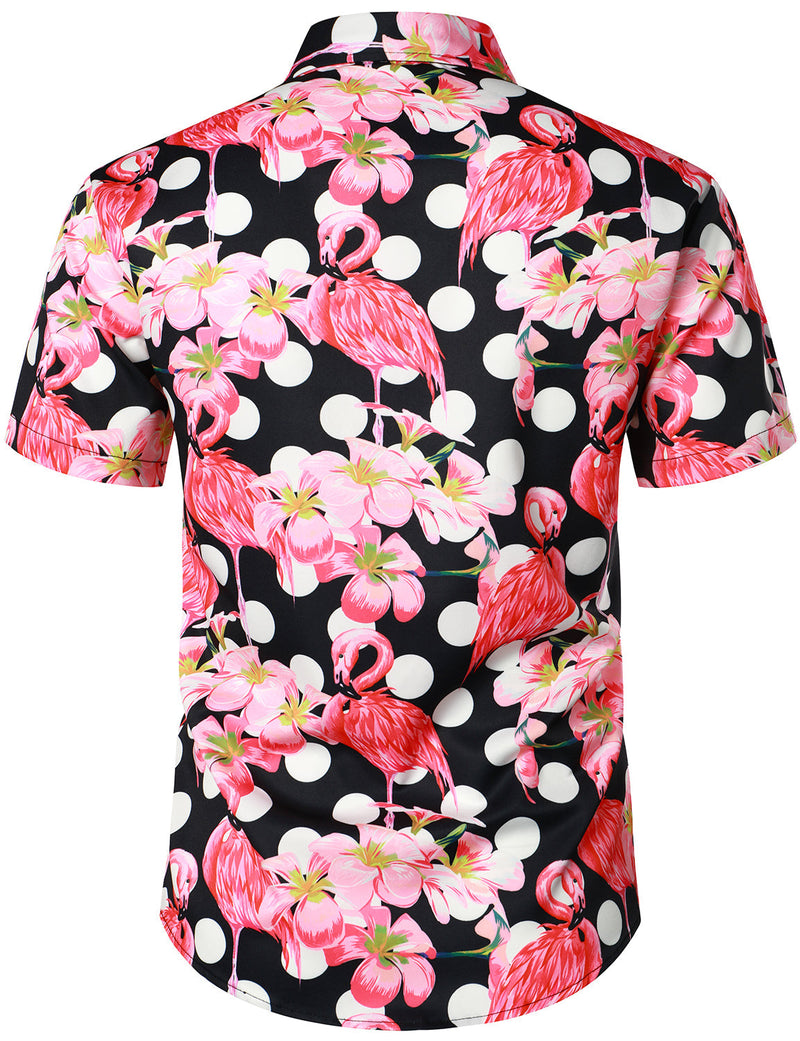Men's Flamingo Polka dots Hawaiian Shirt & Shorts Set