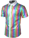 Men's Dress Shirt Sequins Button Down Shirts Disco Party Costume