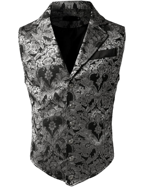 Mens Silver Victorian Suit Vest Steampunk Gothic Waistcoat