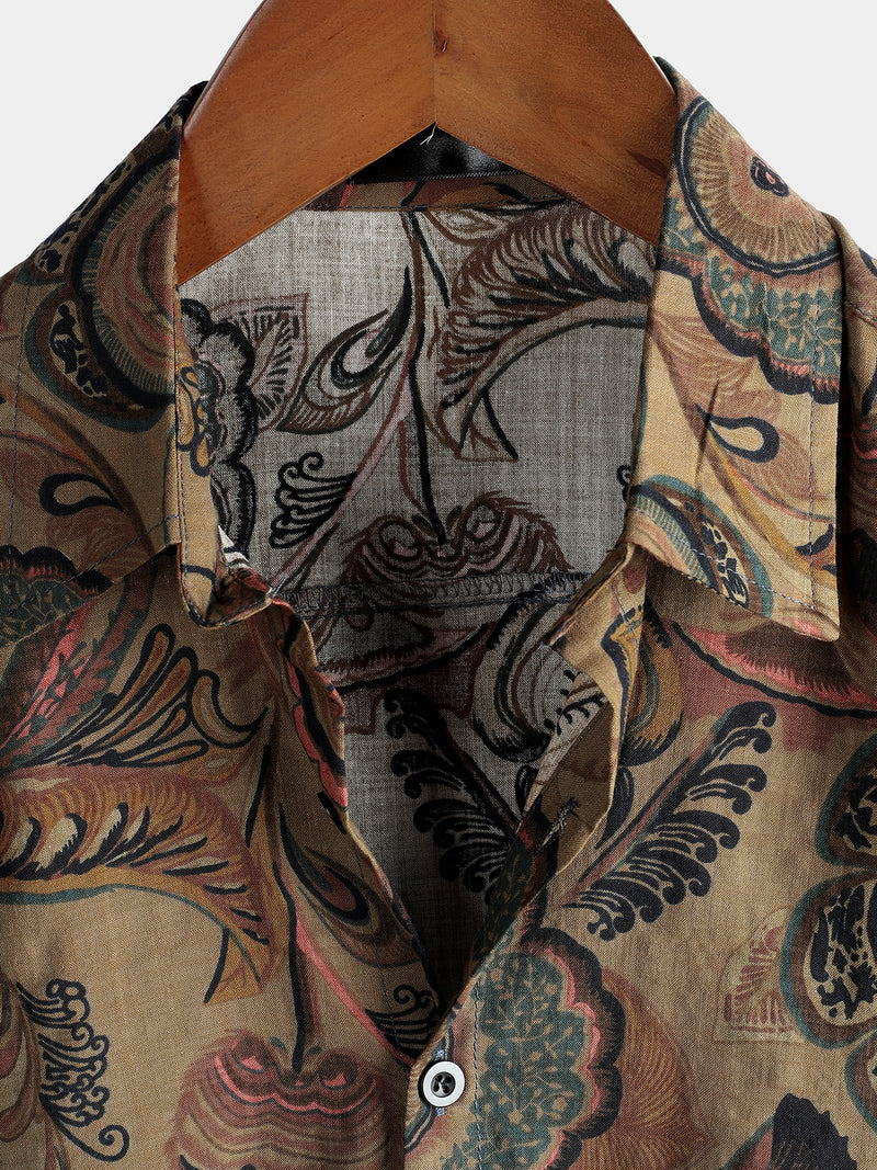 Men's Vintage Cotton Casual Short Sleeve Shirt
