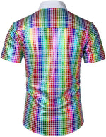 Men's Dress Shirt Sequins Button Down Shirts Disco Party Costume