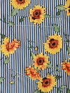 Men's Striped & Sunflower Print Short Sleeve Shirt