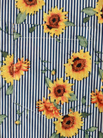 Men's Striped & Sunflower Print Short Sleeve Shirt
