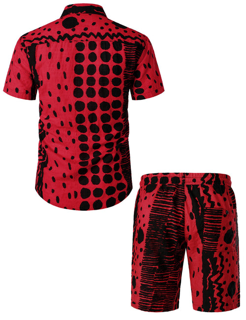 Men's Cotton Vintage Boho Shirt & Shorts Set