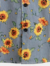 Men's Striped & Sunflower Print Short Sleeve Shirt