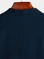 Men's Solid Color Stand Collar Half Button Pocket Front Shirt