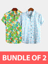 Bundle Of 2 | Men's Floral Cotton Tropical Hawaiian Shirts