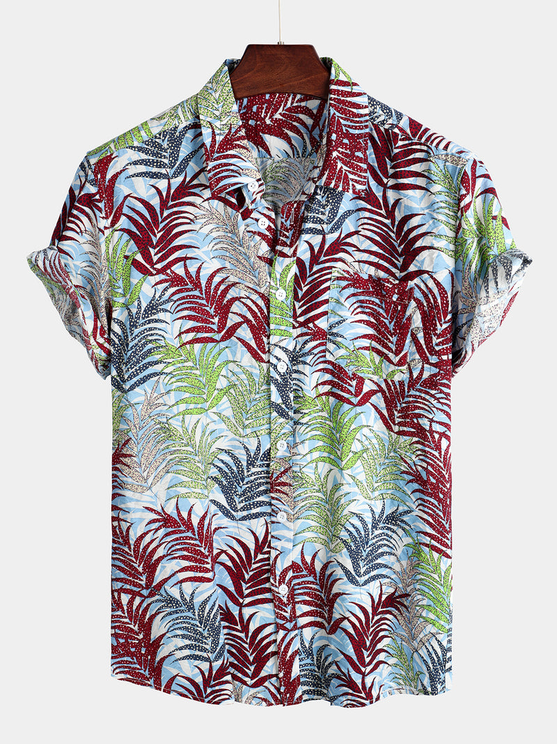 Men's Casual Holiday Pocket Cotton Short Sleeve Shirt