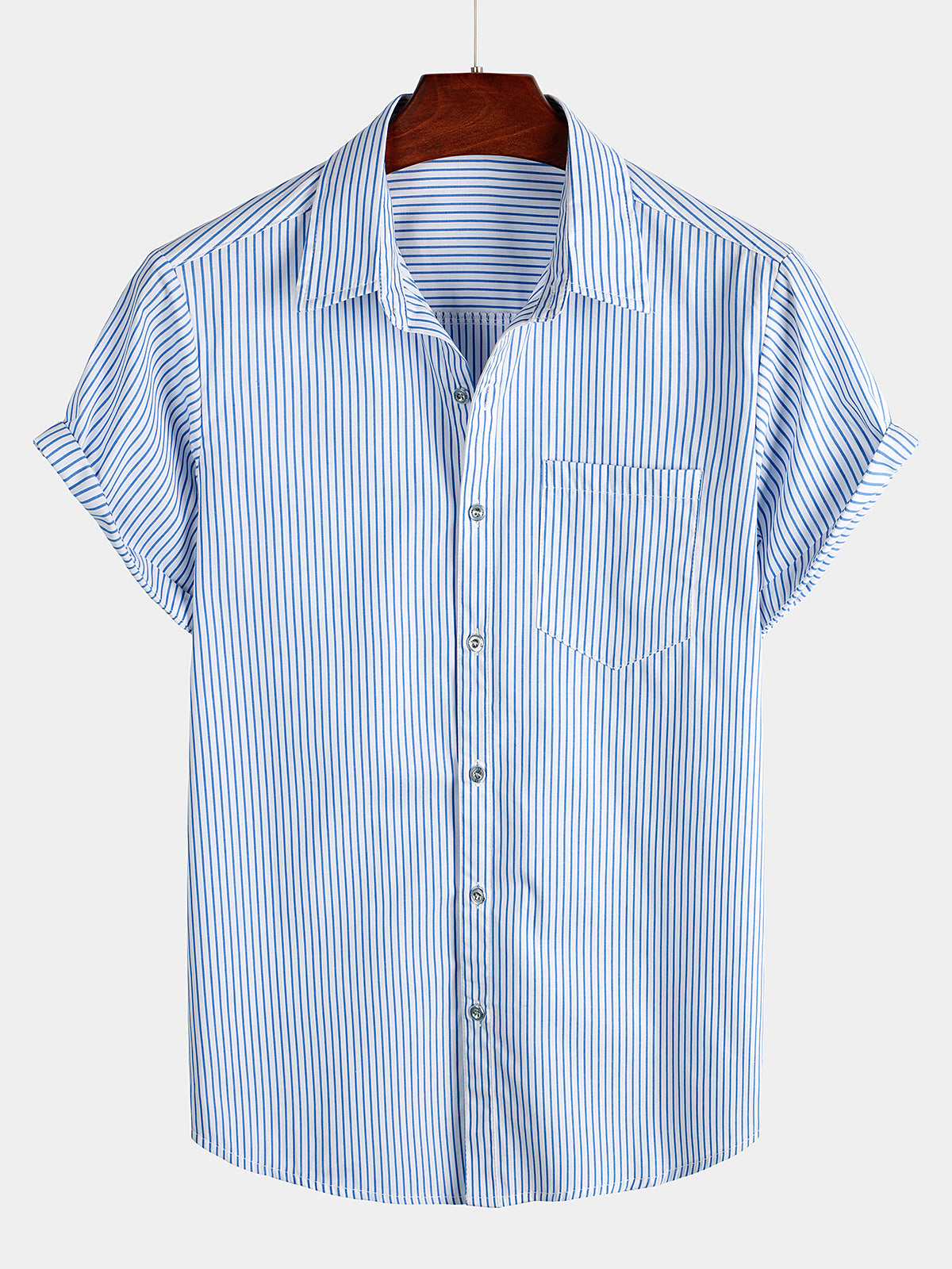 Men's Casual Pocket Short Sleeved Button Up Shirt
