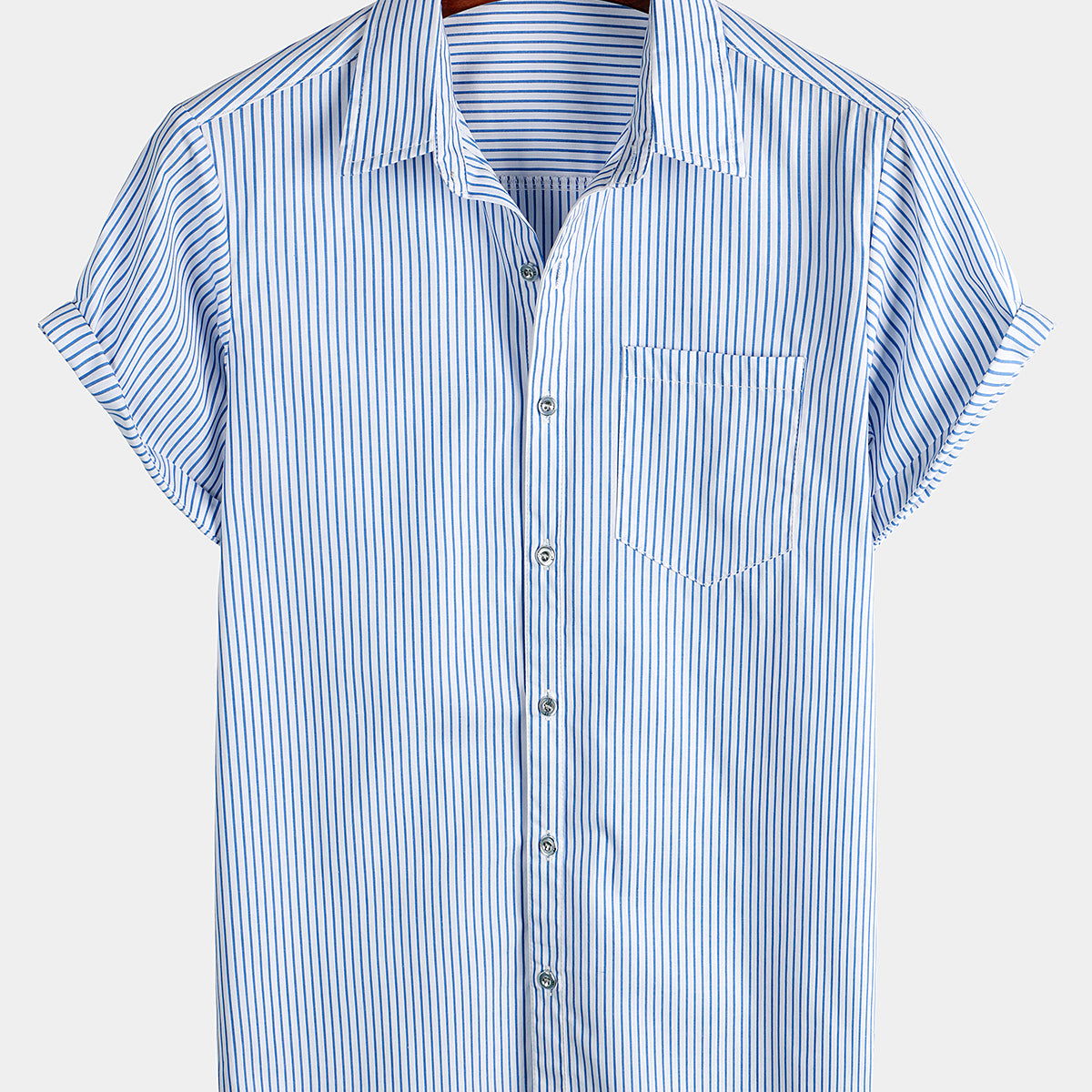 Men's Casual Pocket Short Sleeved Button Up Shirt