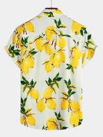 Men's Tropical Lemon Print Short Sleeve Shirt