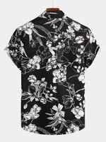 Men's Holiday Flower Print Short Sleeve Shirt