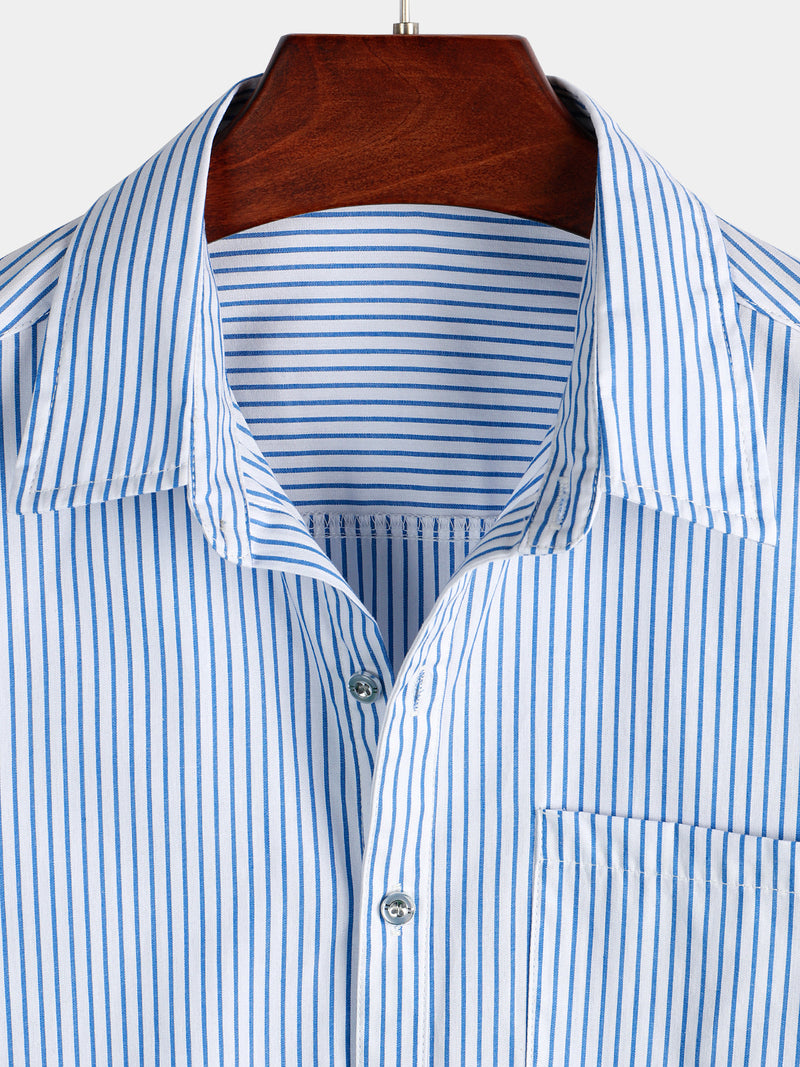 Men's Casual Pocket Short Sleeved Button Up Shirt
