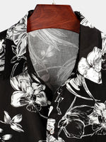 Men's Holiday Flower Print Short Sleeve Shirt