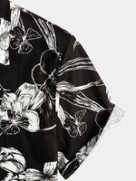 Men's Holiday Flower Print Short Sleeve Shirt