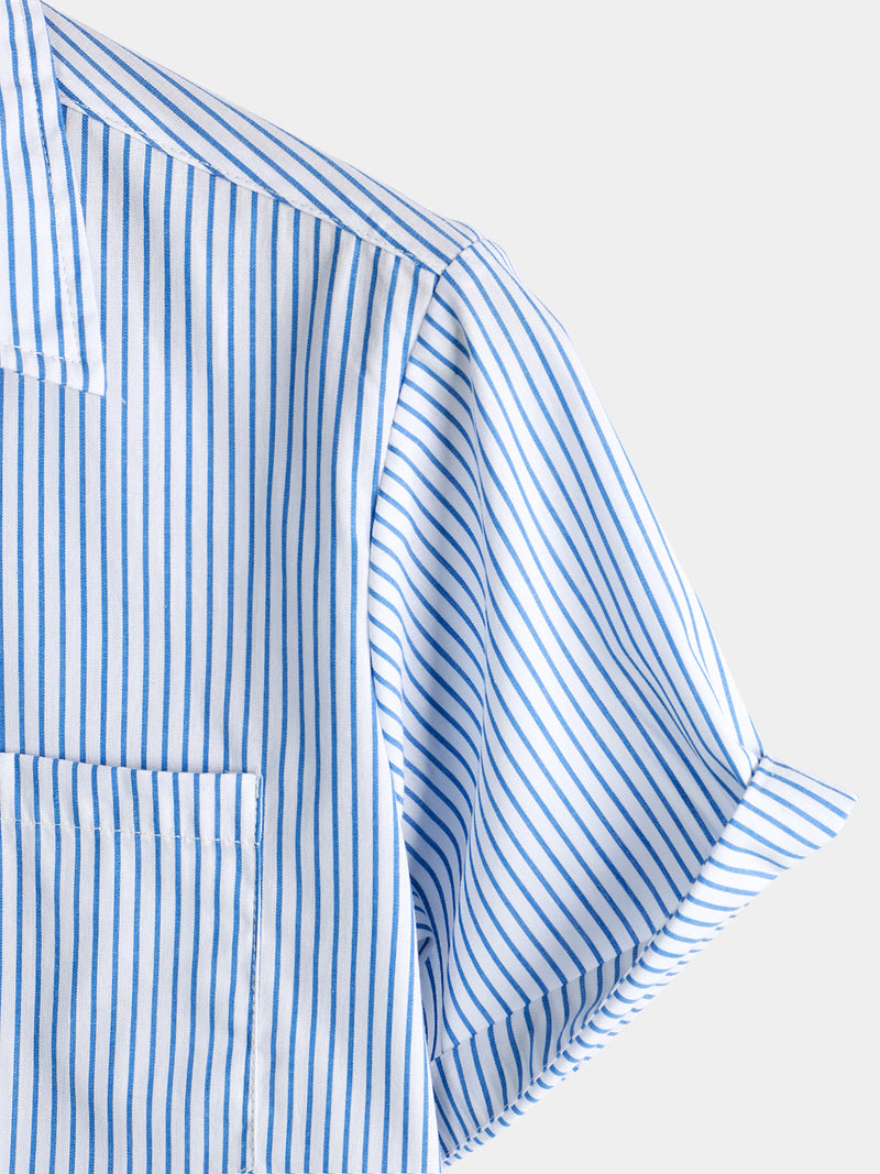 Men's Casual Pocket Short Sleeved Button Up Shirt