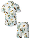 Men's Cotton Pineapple Print Hawaiian Shirt & Shorts Set