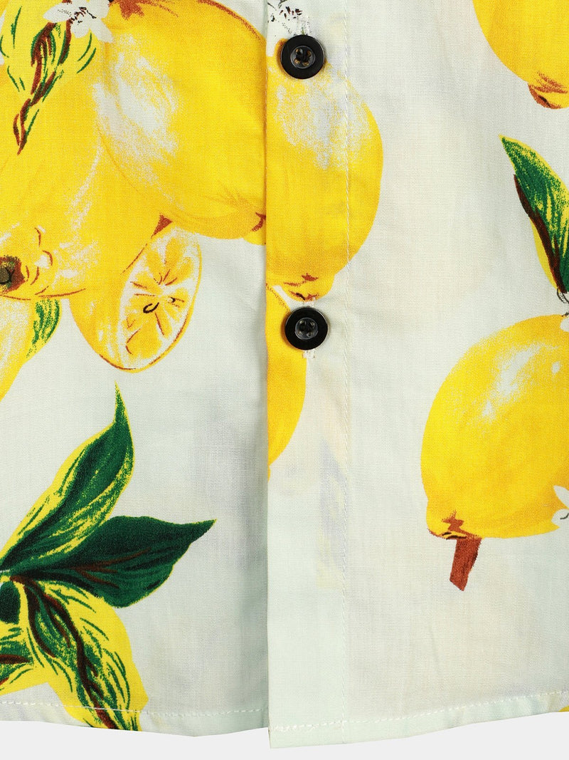 Men's Lemon Print Short Sleeve Hawaiian Shirt